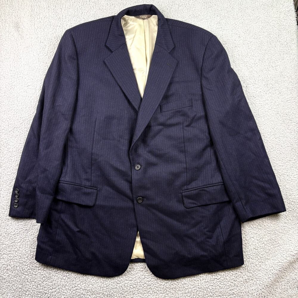 Paul Stuart Blazer Mens 42L Blue Wool Coat Pinstripe Suit Jacket Lined